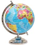 GeoKraft 8 Inch Diameter,10 Inches Height Metal Base Educational Globe Home Decor World Globe Office Decor Gift Item Show Piece (Blue)