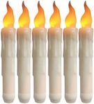 BrightDaily 6PCS LED Taper Candle with Timer(6 Hours on and 18 Hours Off) Wax Dripped Design FLameless Battery Operated Candles for Halloween Thanksgiving Christmas Birthday Home Party,Amber Yellow