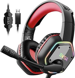 EKSA Casque Gaming, Casque Gamer USB avec Son Surround 7.1, Casque ps4 avec Micro Antibruit et Lumière RVB, Casque Audio pour PC/PS4/PS5/Laptop,