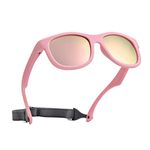 Pro Acme Unbreakable Polarized Baby Sunglasses Flexible Toddler Sunnies with Strap Soft Silicone Frame for 0-24 Months (Pink Frame | Pink Mirrored Lens)