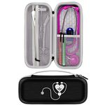 Protective & Portable Case Fits for 3M Littmann Classic III Monitoring Stethoscope, Accessories Holder for Reflex Hammer, Pen Light & Other Supplies, Bag for Nurse, Doctor - Black&Carton