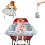 Pozico Baby Shopping Cart Cover Universal Toddler High Chair and Shopping Cart Cushion with Carry Bag, Machine Washable, Grey Owl