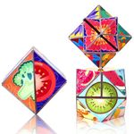 ROXENDA Magic Shape Shifting Star Cube Set,3 Pack 2 in 1 Infinity Cube 3D Speed Cube Transforming Puzzle Toys for Kids, Shape Shift Fidget Toys for Playing(Glow Series)