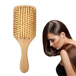 Bamboo Paddle Hairbrush Hair Massage Brush Wooden Anti Static Hair Brush Detangling Hair Brush Eco-Friendly Natural Wooden Bamboo Air Paddle Detangle Hairbrush for Women Kids Men (Rectangle)