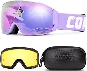 COPOZZ Polarized Ski Goggles Set, S3 Upgrade OTG Magnetic Snowboard Goggles UV Protection Skiing Goggles for Youth Men Women