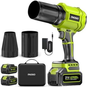 990,000 RPM Cordless Leaf Blower with 2 Batteries & Charger - Electric Handheld Blower, Lightweight, Double Run Time for Lawn, Yard, Patio, Garden Cleaning Green 1