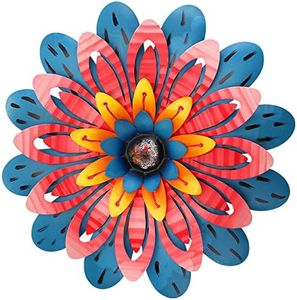 LITIALLY Outdoor Metal Flower Wall Art Garden Decor Cute Flowers Decorations Hanging for Outside Yard Porch Lawn Red 12x12 inches