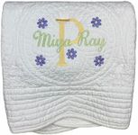 Personalized Baby Quilt Blankets Monogrammed Blankets for Kids Baby Blankets for Girls Embroidered Baby Gifts Soft for Toddler Girl or boy Crib Size