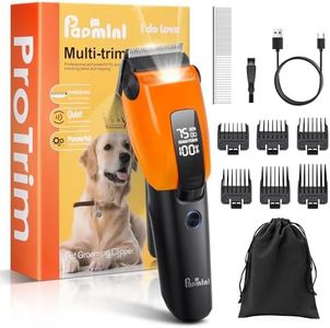 PAPMINI Dog Grooming Kit for Thick Heavy Coats,Dog Clippers for Grooming with LED Display,Heavy Duty Rechargeable Dog Trimmer,Dog Grooming Supplies with Storage Bag,Quiet Cordless Shaver for Cats Pets (Orange)