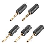 sourcing map 2mm Banana plugs Speaker Wire Cable Plugs Connectors Gold Black 5pcs Jack Connector