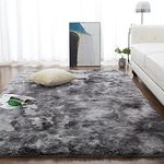 CHOSHOME Rugs Living Room Large Soft Touch Rug Antiskid Shaggy Rug Fluffy Bedroom Rugs Modern Tie-dye Carpet for Bedroom Area Rooms Dark Grey Black 120x180cm