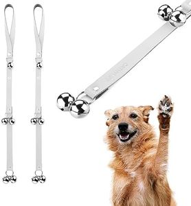 CATHYLIFE Leather Dog Doorbells for Door Knob/Potty Training/Go Outside, Length Adjustment Copper Dog Bell, Housetraining Hanging Bell, White Leather Silver Bells - 2 Pack
