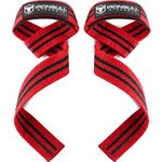 Lifting Straps (1 Pair) - Padded Wrist Support Wraps - For Powerlifting, Bodybuilding, Gym Workout, Strength Training, Deadlifts & Fitness (Red)