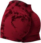 VOYJOY Women Workout Shorts 3.6" Scrunch Butt Lifting Gym Shorts Seamless Yoga Biker Shorts, Red, Small