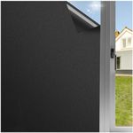 WOO Home Privacy Blackout Window Film (24" X 60") - No-Glue Static PVC Window Films Glass Sticker Heat Control Anti UV Protective Cover Over 90% Shading for Home | Office (2 X 5 SQFT)