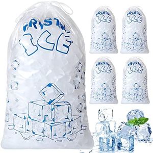 Ice Bags 8 lb with Drawstring, 50 Count Ice Bags for Ice Machine, Heavy-Duty Reusable Ice Cube Bags, Portable Storage and Freezer Keeper