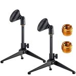 Bearstar 2-Pack Universal Adjustable Desk Microphone Stand Portable Foldable Tripod MIC Tabletop Stand with Small Plastic Microphone Clip Such as Sm57 Sm58 Sm86 Sm87