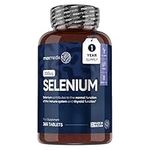 Selenium 200mcg - 365 Selenium Tablets (1 Year Supply) - Yeast Free Selenium Supplements - L-Selenomethionine - Natural Immune System & Thyroid Supplements - Hair and Nail Supplements for Women & Men