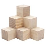 Blank Wood Blocks for Crafting, 2 inch 10PCS Unfinished Large Wooden Blocks for Crafts and Decor, Natural Solid Wooden Squares Wood Cubes for Baby Shower Blocks, Puzzle Making, Carving, Letter Stamps