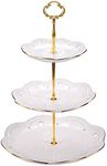 EAMATE 3-Tier Round Ceramic Cupcake Stand, High Tea Stand for Wedding and Birthday Party