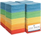 S&T INC. 200 Pack Microfiber Cleaning Cloth, Bulk Towels for Home, Reusable Microfiber Towels for Cars, Cleaning Rags, Assorted, 11.5 Inches x 11.5 Inches, 200 Count