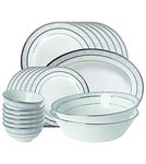 Noritake Japan – Premium and Luxurious Porcelain Dinner Set of 21 pcs, for 6 People - NORITAKE Brunswick Platinum - 21 Pcs Dinner Set