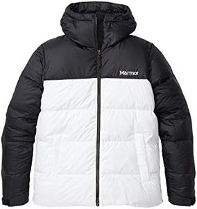 Marmot Women's Wm's Guides Down Hoody Warm, Insulated Hooded Winter Coat, Canada Goose Down Parka, Lightweight Packable Outdoor Jacket, Windproof, White/Black, XL