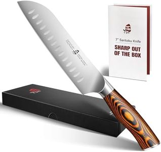 TUO Santoku Knife - 7 inch Kitchen Knife Japanese Chef Knife, High Carbon Stainless Steel Chef Knife, Ergonomic Pakkawood Handle, Gift Box - Fiery Phoenix Series