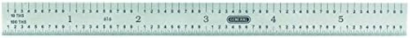 General Tools Flexible 6-Inch Straight Edge Ruler #616, Stainless Steel - 4 Graduations – 1/32 inch, 1/64 inch On One Side, 1/10”, 1/100” On The Other Side