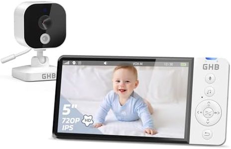 GHB Baby Monitor with Camera and Night Vision 5'' 720P HD 5000mAh Video Baby Monitor Camera IPS Screen, VOX Mode, 2-Way Audio, Temperature Alert, 8 Lullabies