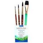 Princeton Neptune Professional Watercolor Brushes 4750 Series - 4pc Soft Synthetic Squirrel Brush Set for Watercolor Painting - Aquarelle 3/4 Inch - Round 2 - Round 6 - Round 10 - Artist Paint Brushes