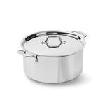 All-Clad D3 3-Ply Stainless Steel Stockpot with Lid 8 Quart, Induction, Oven Broiler Safe 600F, Silver