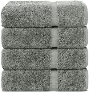 Chakir Turkish Linens | Hotel & Spa Quality 100% Cotton Premium Turkish Towels | Soft & Absorbent (4-Piece Bath Towels, Gray)