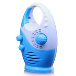 Waterproof Shower Radio,Splash Proof AM/FM Radio with Top Handle for Bathroom Outdoor Use - Built-in Speaker & Adjustable Volume(Black and White) (Blue)