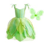 Dressy Daisy Green Fancy Fairy Halloween Costume Birthday Party Dress Up with Butterfly Wings for Little Girls Size 10