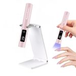 Asimebesty UV Lamp for Gel Nails, Mini UV Nail Lamp Hand held with Stand, Portable Small Nail Dryer Light for Gel Polish with 3 Timers, Rechargeable Cordless UV Light Nail for Fast Curing, Rose