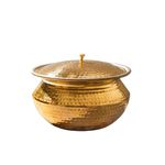 Healthsmith Pure Brass Serving Handi With Lid, Polished Serving Dishes For Chicken Biryani, Vegetables, Home, Hotel, Restaurant Tableware, Volume-3 Liters (Pack Of 1)