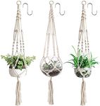 3 Pack Macrame Plant Hanger Indoor Outdoor with 3 Hooks 105cm Plant Hanger Plant Holder Hanging Basket for Potted Flower Pot Deck Ceiling balcony Wall Decoration