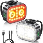 WOCBUY Bike Lights, Ultra-Slim & Lightweight Rechargeable Bicycle Lights Set, [5+6 Modes] Dual USB-C Bike Lights Front and Back, IP65 Waterproof Bicycle Lights for Night Riding Road Mountain Cycling