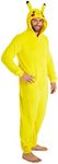 Pokemon Men's Jumpsuit, Pikachu Onesie Men's Halloween Costume, Fleece Onesie Women and Jumpsuit Men's S-XXL, Jumpsuit Cuddly Suit Women, Yellow, M