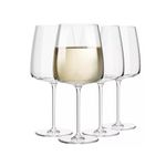 Krosno White Wine Glasses | Set of 4 | 480 ML | Modern Collection | Glasses Drinking Wedding Gift | Perfect for Home, Restaurants and Kitchen Set | Dishwasher Safe