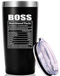 AMZUShome Boss Nutritional Facts Travel Mug Tumbler.Funny Boss Day Gifts Office Gifts.Moving Appreciation Retirement Birthday Christmas Gifts For Men Women Boss Boss Lady From Employees(20oz Black)