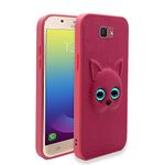 Pikkme Samsung Galaxy J7 Prime Back Cover for Girls | Cute Cat Leather Finish | Soft TPU | Case for Samsung Galaxy J7 Prime (Pink)