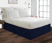 Shashure Bedding Bed Skirt for King Size,100% Cotton Blend Fabric Split Corner Bed Skirt & Premium Tailored fit, 1pc Bedskirt King Size 18" Drop Length, Color- Navy Blue