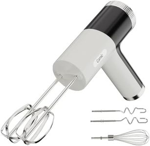 Camic Electric Hand Mixer with 9 Speeds, Powerful Motor, Cordless Hand Mixer with Whisk, Dough Hook and Mixing Rod for Whipping Eggs, Cream, Butter, Jam, Kneading Dough and Blending (White+Black)