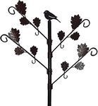 Summerlee Bird Feeding Station with Leaves – Premium Freestanding Outdoor Home Garden Wild Bird Feeder House Station Perch Table Bracket Stand with Leaf Design - Easy to Assemble – No Tools Required