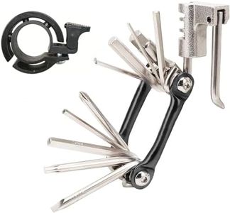 XIAOTINGZI Bike Chain Tool, Bike Multitool Kit 12-in-1 & Bike Bell - Portable & Lightweight Stainless Steel Material - Includes Chain Breaker, Tire Repair Kit, Motorcycle Maintenance Accessories