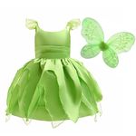 Lito Angels Tinkerbell Fancy Dress Up Costume Green Fairy Outfits with Butterfly Wings for Kids Girls Age 5-6 Years