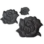 U-Sky Sew or Iron on Patches - Cool Black Rose Patch for Clothing Jackets - 3pcs Different Size Pack - 4.2x3.3 inch, 3.1x2.4 inch, 1.6x1.3inch