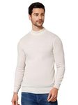 Cantabil Solid Off White Round Neck Full Sleeves Regular Fit Mens Casual Sweater | Casual Winter Sweater for Men | Mens Sweater for Winter Wear (MSWT00054_OFFWHITE_XL)